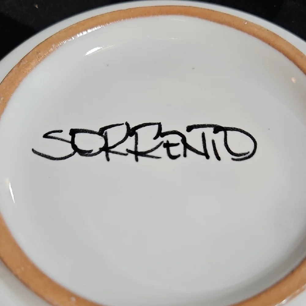 VTG Sorrento Italy Hand-Painted Ceramic Wine Coaster & Stopper Set of 2